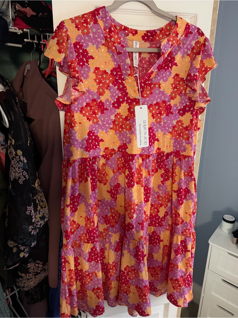Dear Scarlett Floral Ruffle Sleeve Dress
